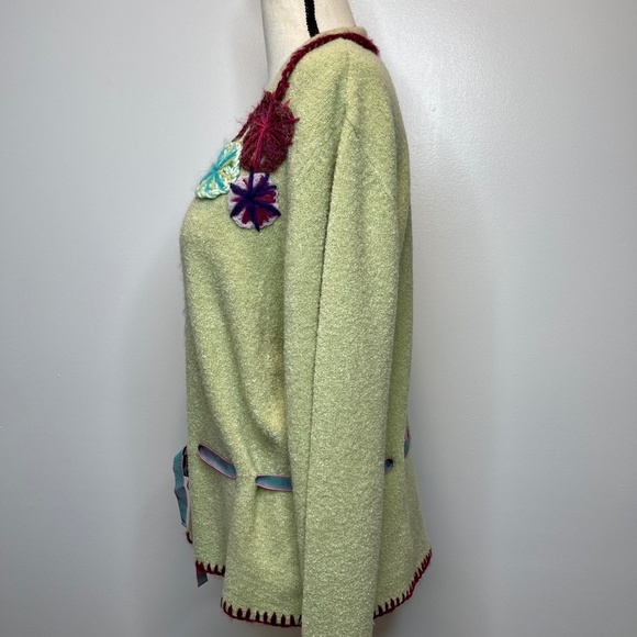 Vintage J. Jill Lime Green Sweater Size Large - Picture 3 of 9